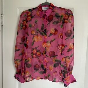 MSGM Hot Pink & Citrus Print Top, Size Italian 38